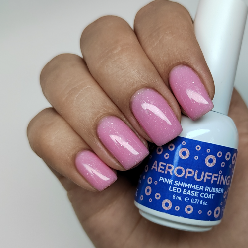 Aeropuffing, база каучуковая розовая с шиммером Pink Shimmer Rubber LED Base Coat, 8 мл. Aeropuffing, база каучуковая розовая с шиммером Pink Shimmer Rubber LED Base Coat, 8 мл.