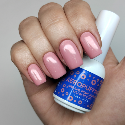 Aeropuffing, база каучуковая натурально-бежевый с мерцанием Natural Pearl Rubber LED Base Coat, 8 мл Aeropuffing, база каучуковая натурально-бежевый с мерцанием Natural Pearl Rubber LED Base Coat, 8 мл