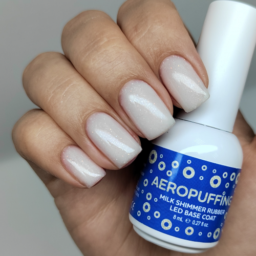 Aeropuffing, база каучуковая молочная с шиммером Milk Shimmer Rubber LED Base Coat, 8 мл. Aeropuffing, база каучуковая молочная с шиммером Milk Shimmer Rubber LED Base Coat, 8 мл.