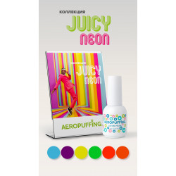 Aeropuffing, коллекция гель-лаков Juicy Neon (6 оттенков + палитра в подарок)