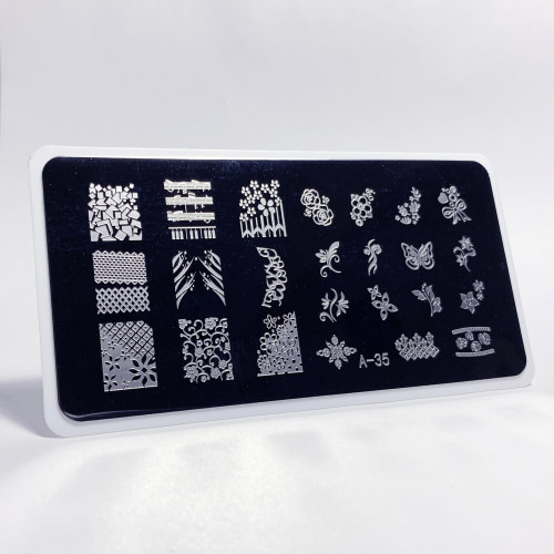 Aeropuffing, пластина для стемпинга Stamping Plate, A-35 (цветочный принт) Aeropuffing, пластина для стемпинга Stamping Plate, A-35 (цветочный принт)