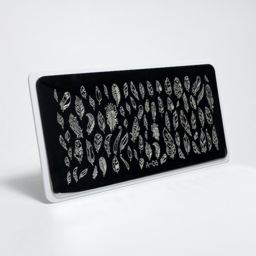 Aeropuffing, пластина для стемпинга Stamping Plate, A-06 (перья)